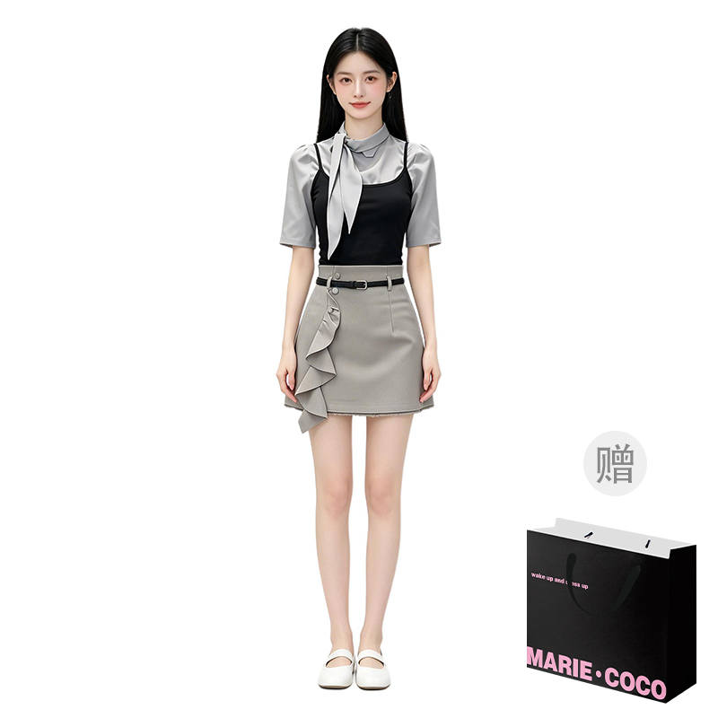 MARIE·COCO Two Piece Skirt Sets Women's Irregular Moderate Short Skirt