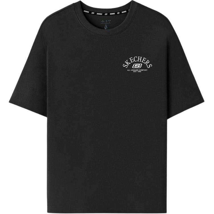 Skechers T Shirts Unisex Black Crew Neck Moderate Straight Fit
