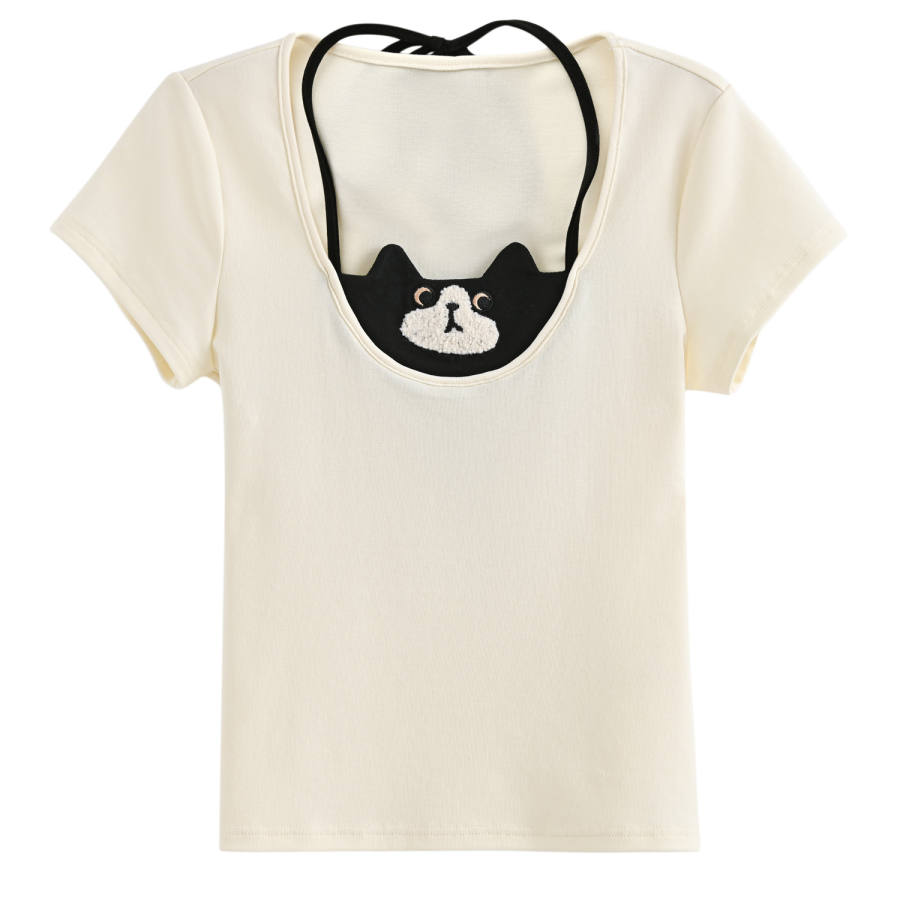 SNBL T Shirts Women's Beige Apricot Halter Moderate
