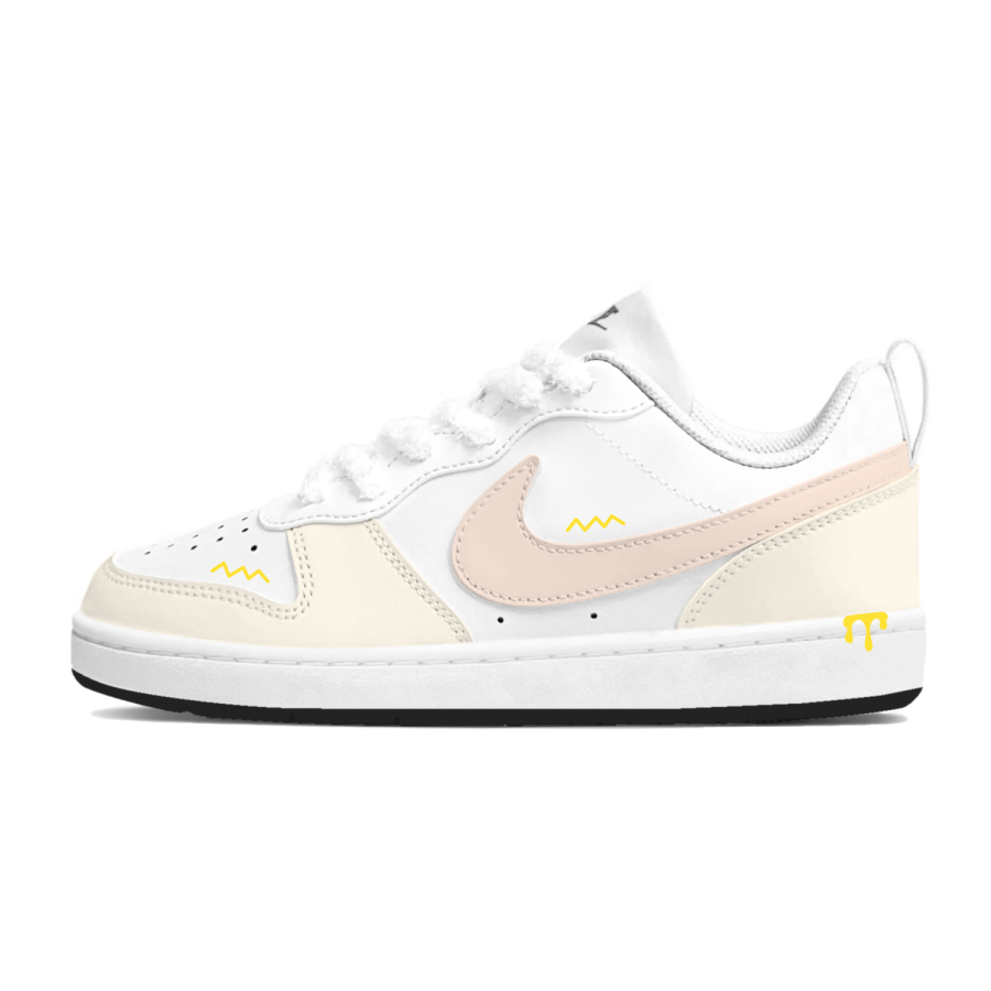 Nike Nike Court Borough Butter Egg Tart Synthetic Leather Cushioning Abrasion Resistant Low top Kids' Skateboarding Shoes