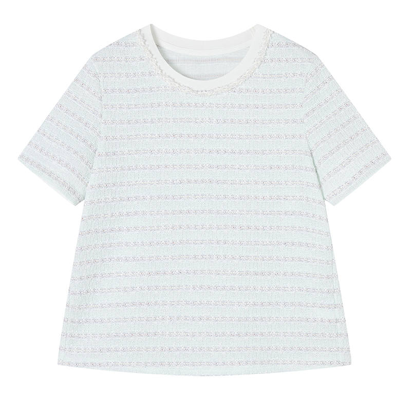 XIANGYING T Shirts Women's Green Crew Neck Thin