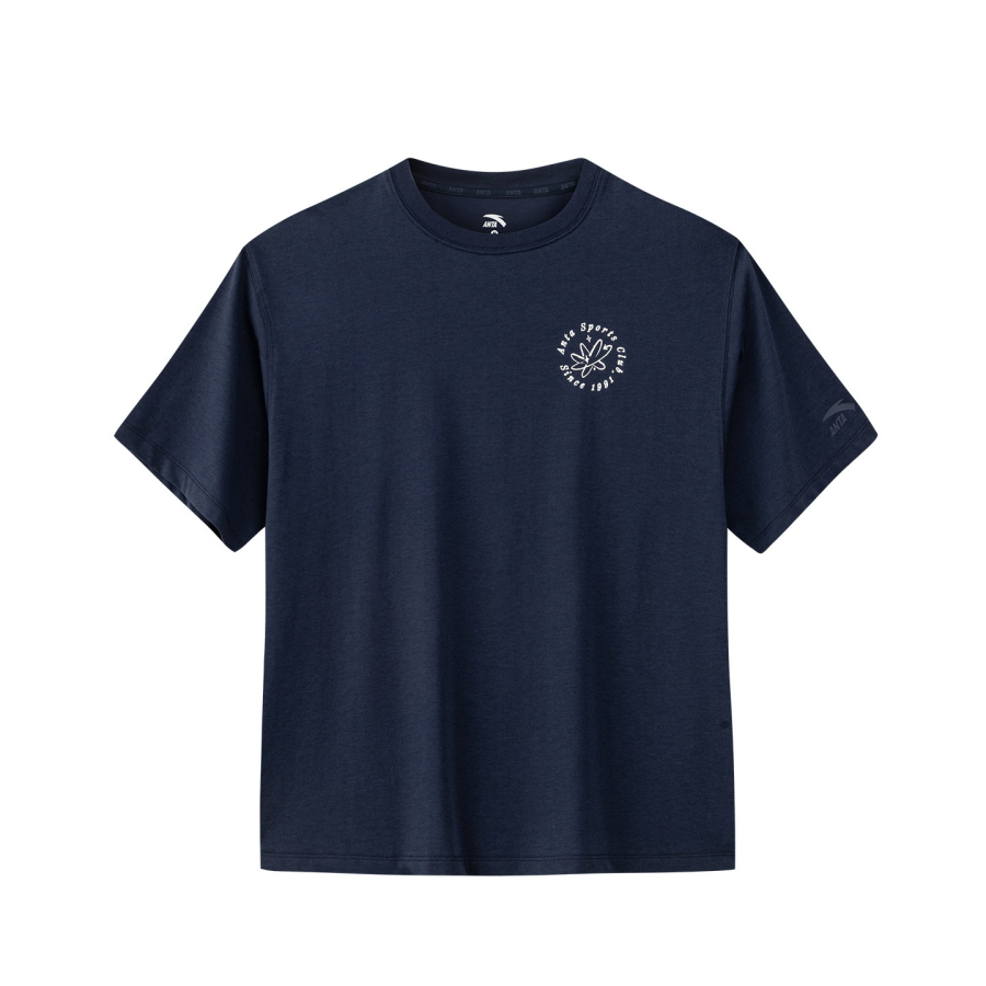 ANTA Life Collection T Shirts Women's Indigo Blue Crew Neck Moderate Straight Fit