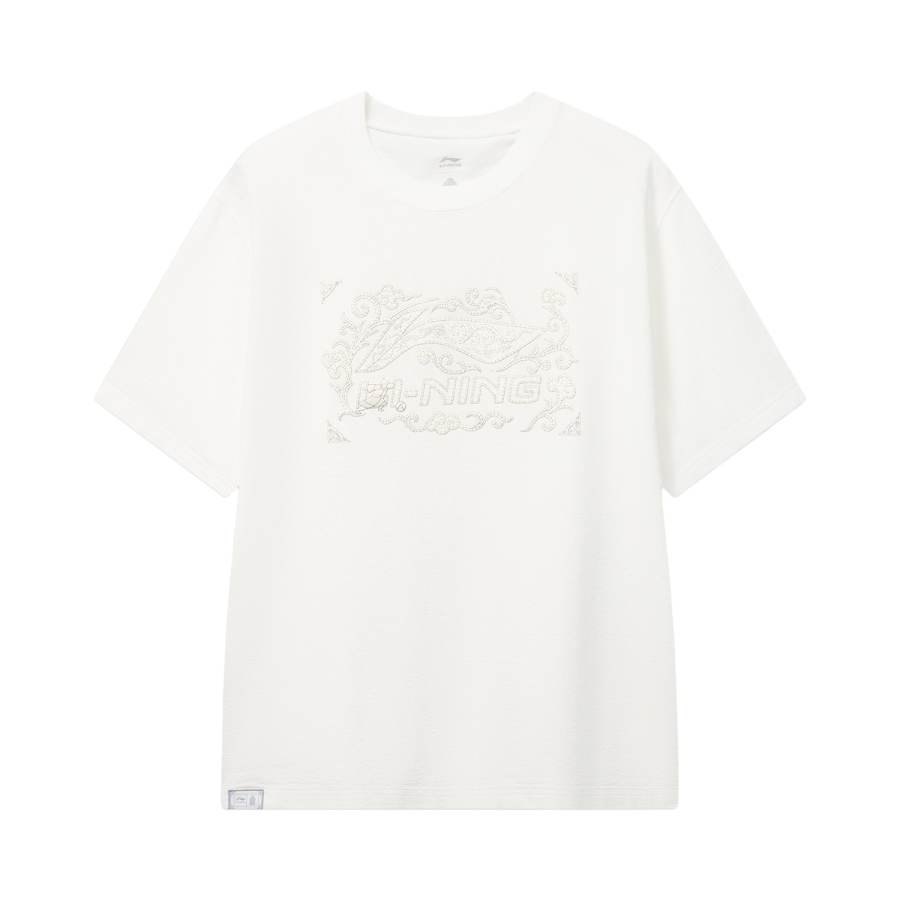 Li-Ning Li Ning Sports Life Collection T Shirts Men's Ivory Crew Neck Moderate