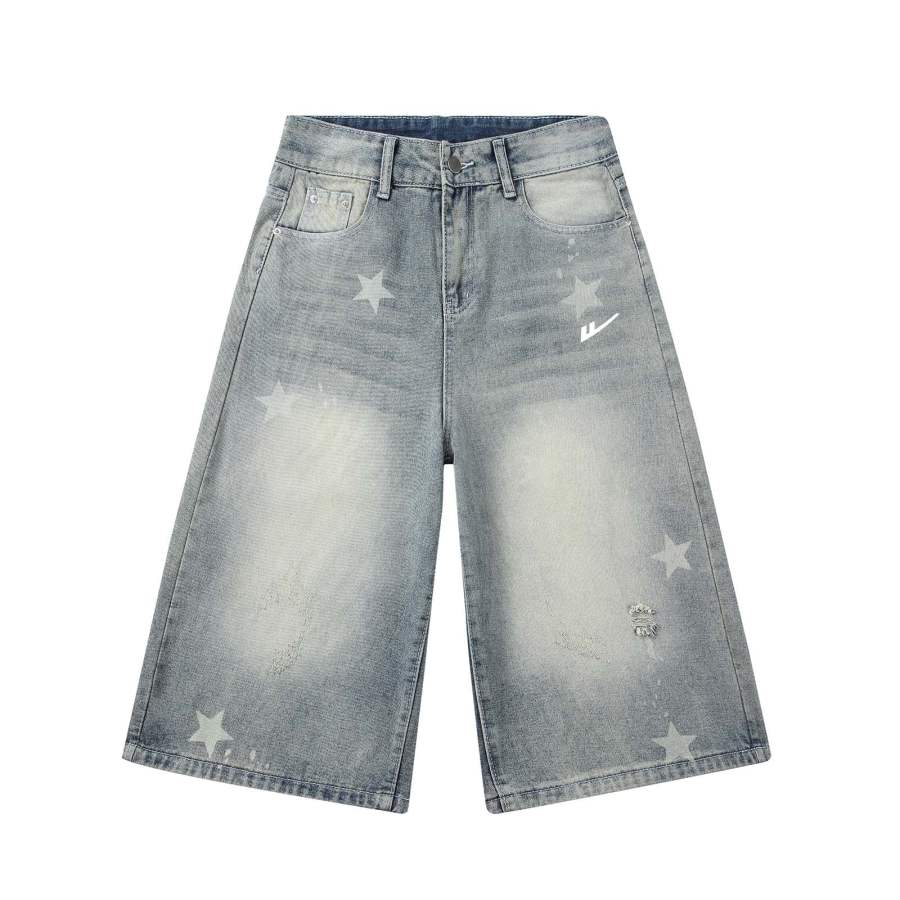 WARRIOR Denim Shorts Women's Blue Moderate Straight Fit Pants