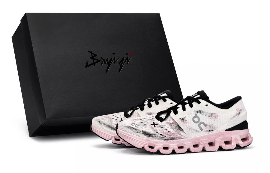 On Cloud X4 Running Shoes Women's Low Top Black/White/Gray/Pink