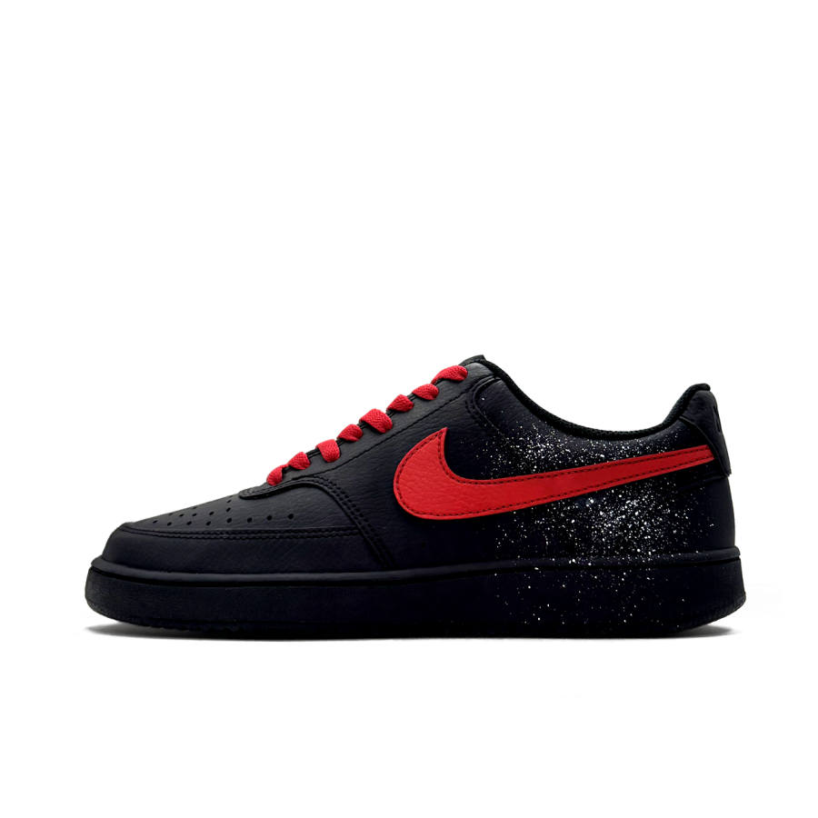 Nike Nike Court Vision Fiery Synthetic Leather Cushioning Abrasion Resistant Low top Skateboard Shoes Unisex Black Red