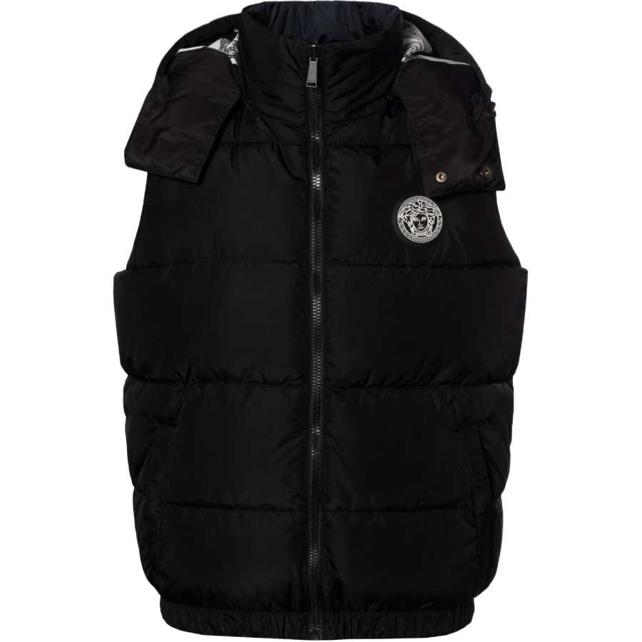 VERSACE Vests Men's Black Hooded Detachable Moderate Other