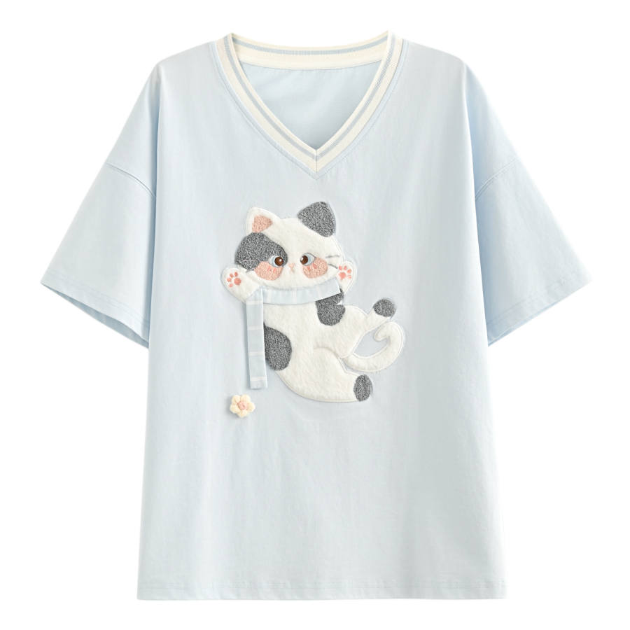 SNBL T Shirts Women's Blue V Neck Moderate