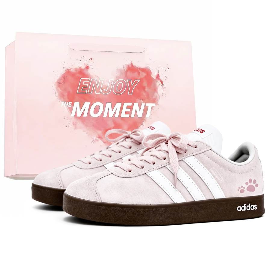 Adidas Adidas Vl Court Classic German Army Trainers Unisex Low Top White Pink