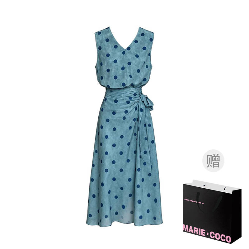MARIE·COCO Sleeveless Dresses Women's Dress V Neck Moderate Long Skirt A Line Skirt