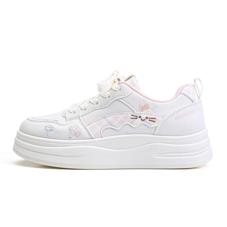 WARRIOR Skateboard Shoes Women's Low Top Beige Light Pink Red Light Blue