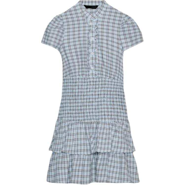 ZARA Short Sleeved Dresses Women's Blue Crew Neck Moderate Short Skirt