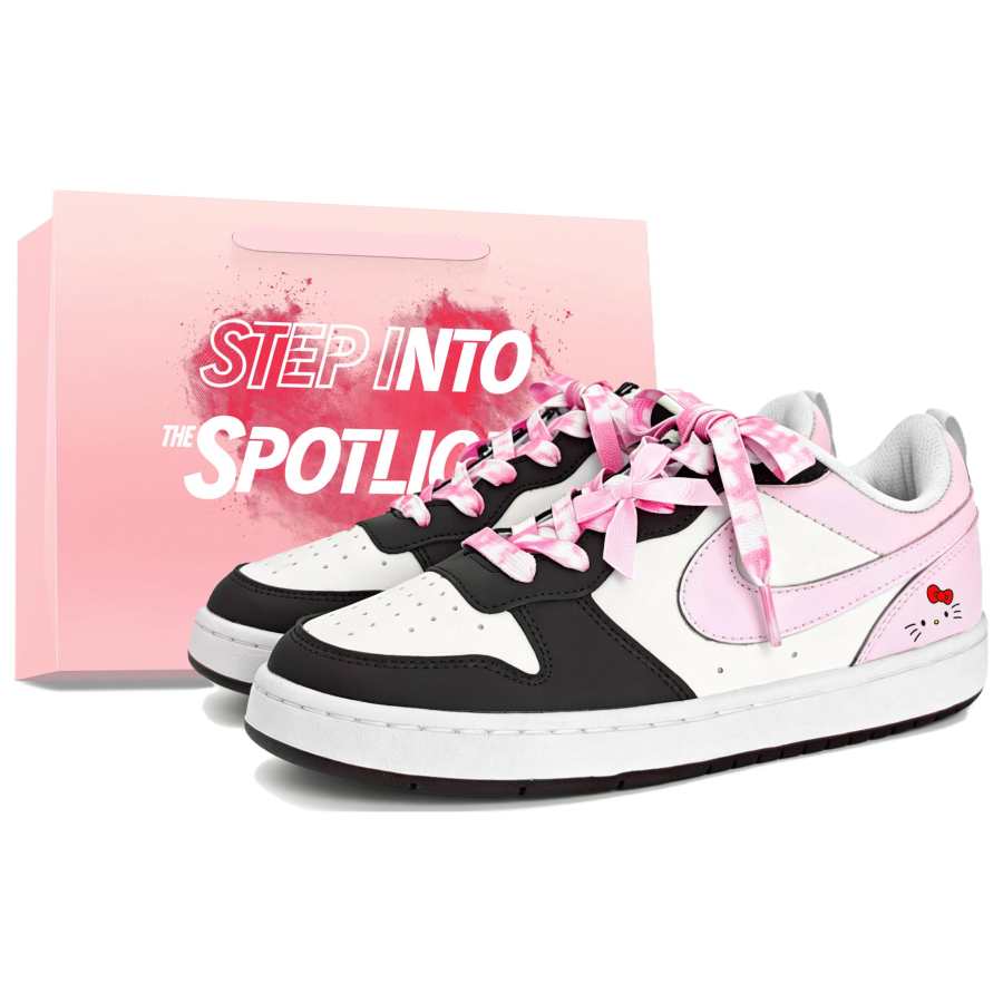 Nike Nike Court Borough Skateboard Shoes Women's Low Top Black & Pink & Pink