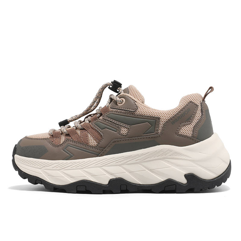 WARRIOR Chunky Sneakers Women's Low Top Khaki Green Apricot, Light Gray Rose Red Green