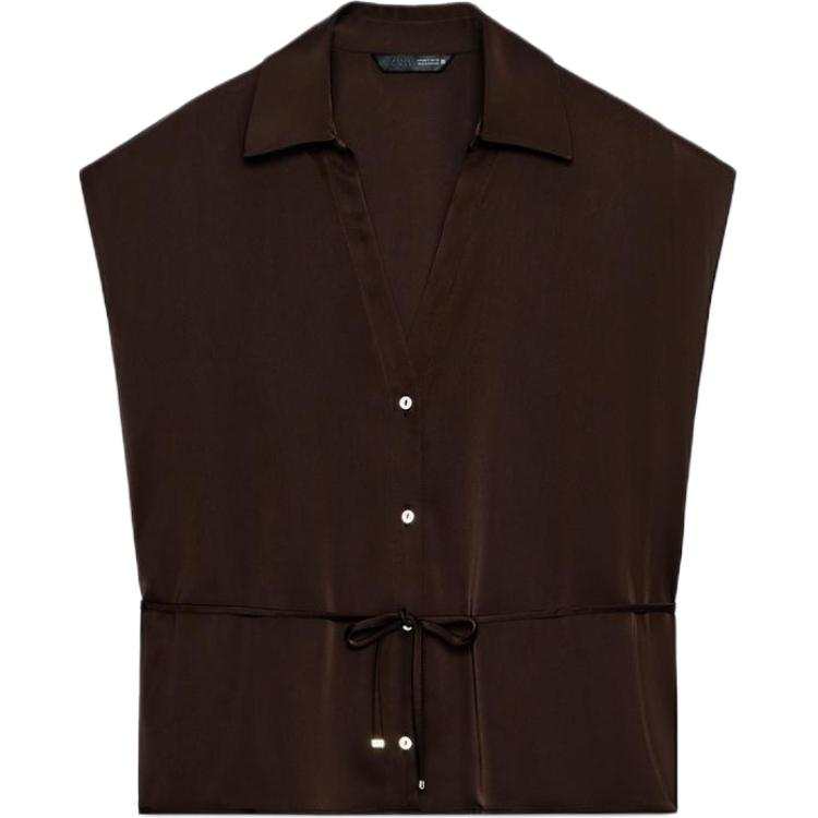 ZARA Shirts Women's Brown Lapel