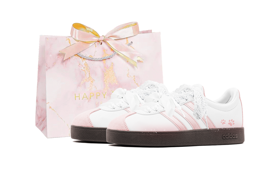 Adidas Adidas Vl Court Classic Skateboard Shoes Unisex Low Top Pink/White