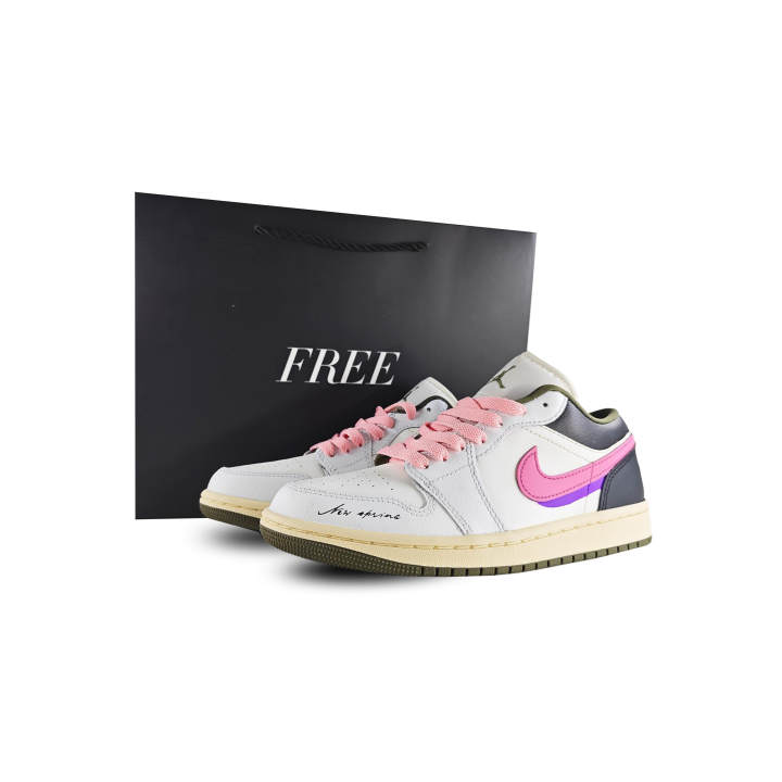 Jordan Jordan Air Jordan 1 Cherry Blossom First Sunshine Leather Slip Resistant Abrasion Resistant Low top Basketball Shoes