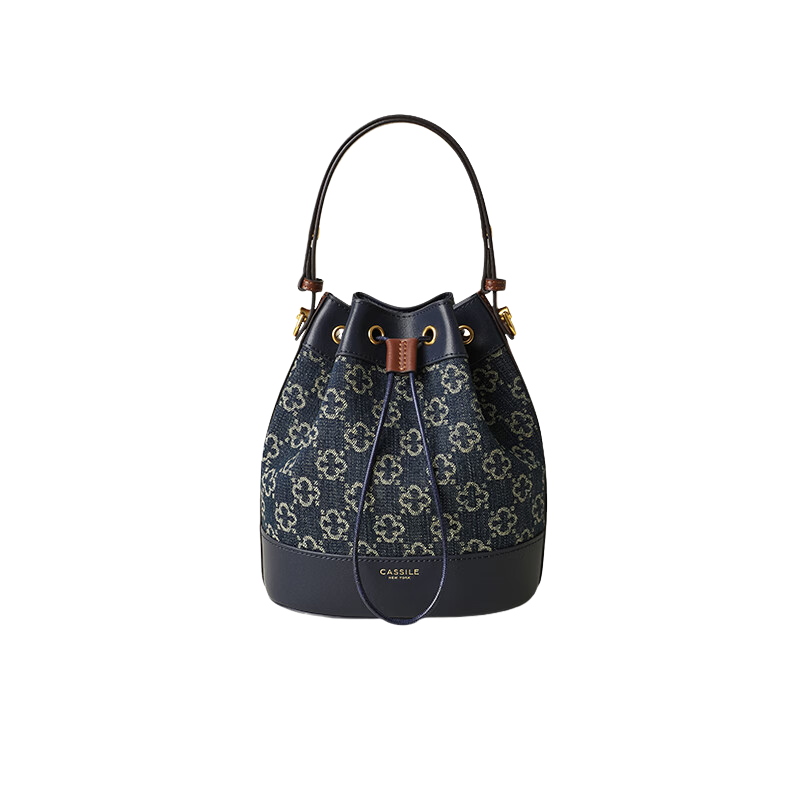 CASSILE Denim, One Shoulder Crossbody Small Bag Handbag Bag Small Women's Royal Blue With Cognac