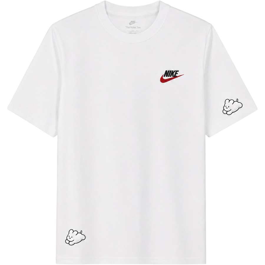 Nike Nike Sportswear T Shirts Unisex White/White Crew Neck Thin Straight Fit