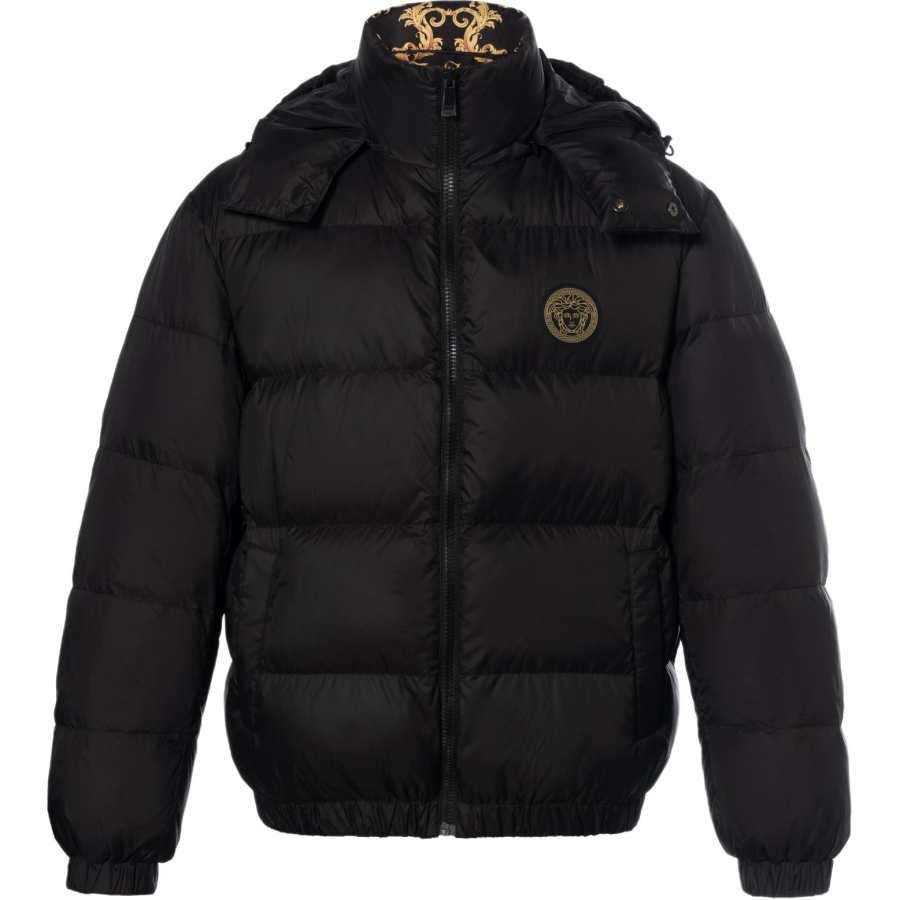 VERSACE VERSACE Down Jackets Men's Black Hooded Non Detachable Moderate Other