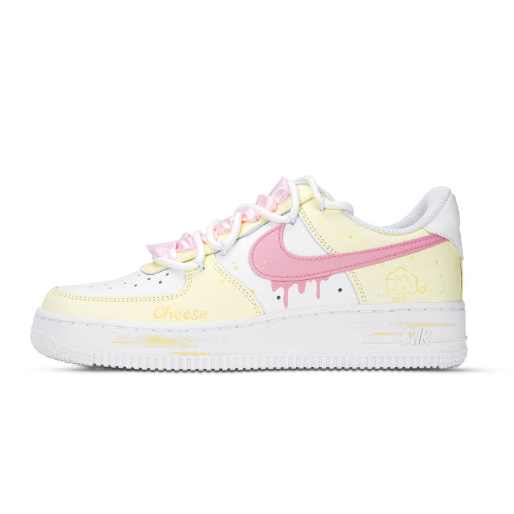Nike Nike Air Force 1 Skateboard Shoes Women's Low Top White/Yellow/Pink