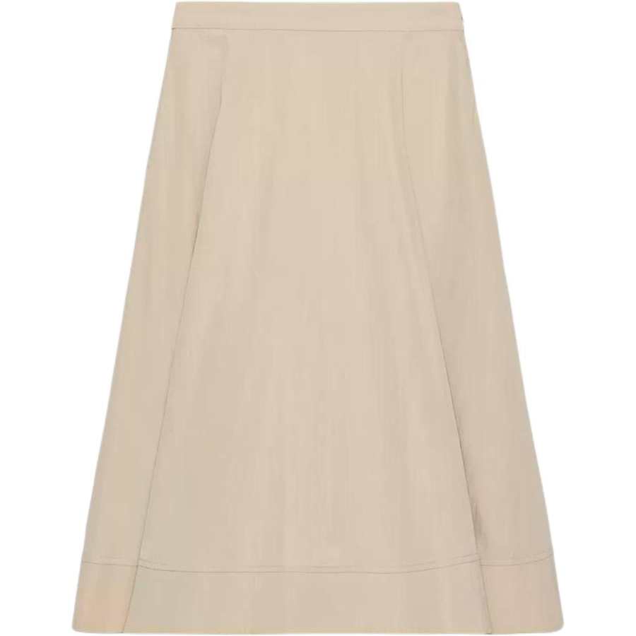 ZARA Casual Long Skirts Women's Beige Moderate Midi Skirt A Line Skirt