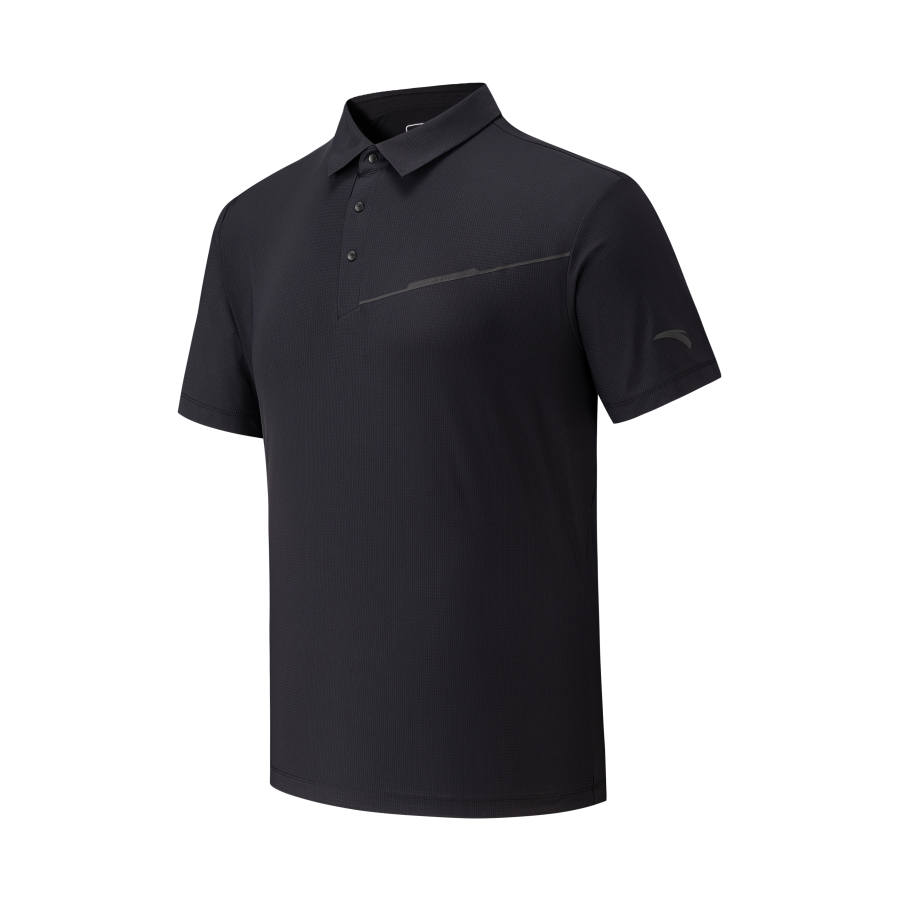 ANTA Polo Shirts Men's Black Polo Collar Moderate Straight Fit