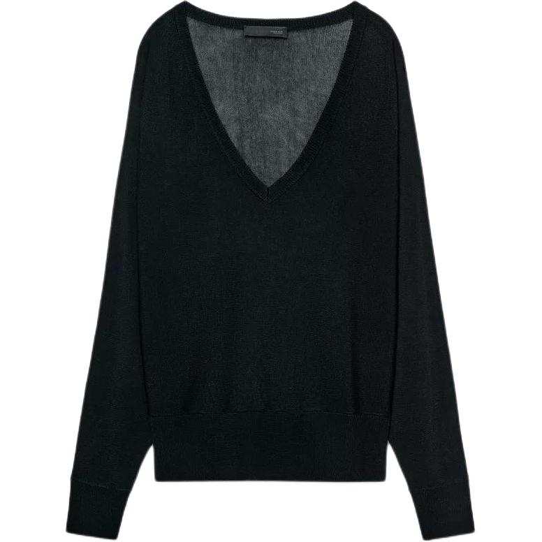 ZARA Knitwear Women's Black V Neck Moderate Straight Fit