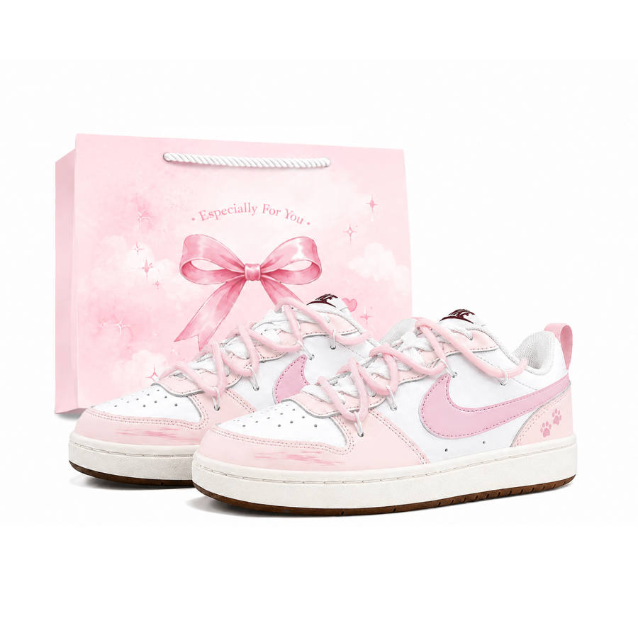 Nike Nike Court Borough Skateboard Shoes Women's Low Top Pink White