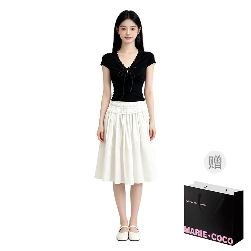 MARIE·COCO Two Piece Skirt Sets Women's V Neck Moderate Midi Dress