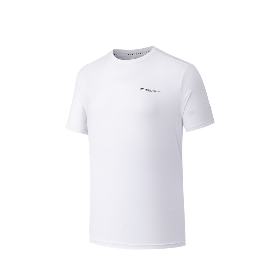 ANTA Running Collection T Shirts Men's White Crew Neck Moderate Straight Fit