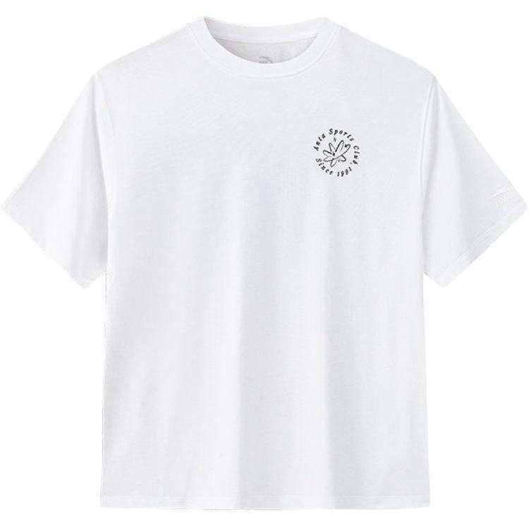 ANTA Life Collection T Shirts Women's Snowflake White Crew Neck Moderate Straight Fit