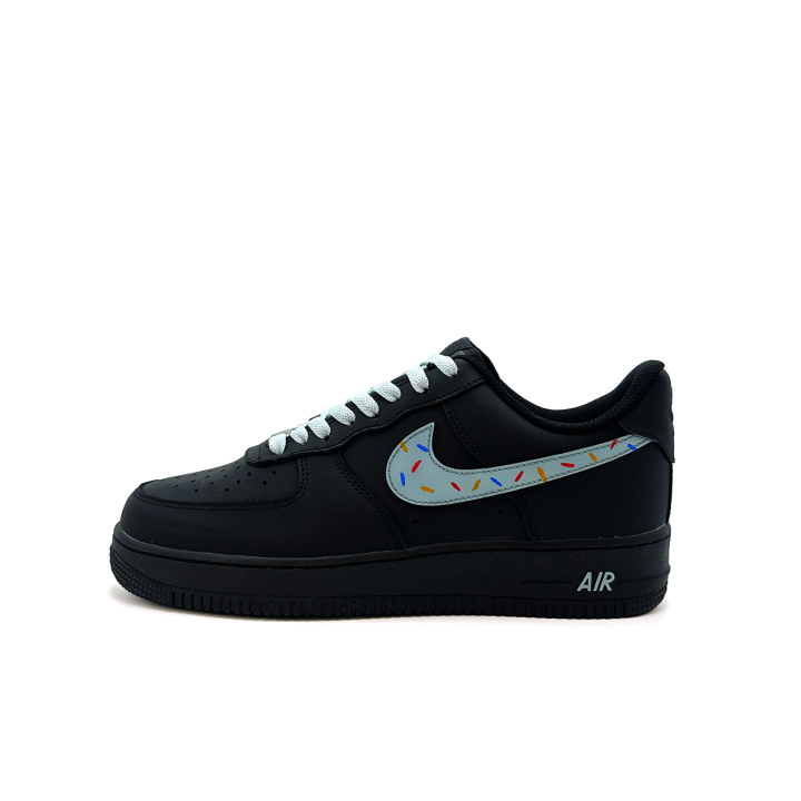 Nike Nike Air Force 1 Skateboard Shoes Unisex Low Top Black & Light Blue & Multicolor Accents