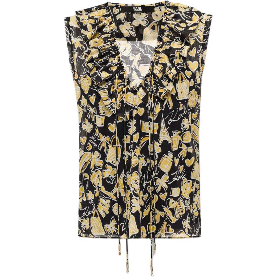 KARL LAGERFELD / Karl Lagerfeld Jeans Tank Tops Women's Yellow V Neck Other