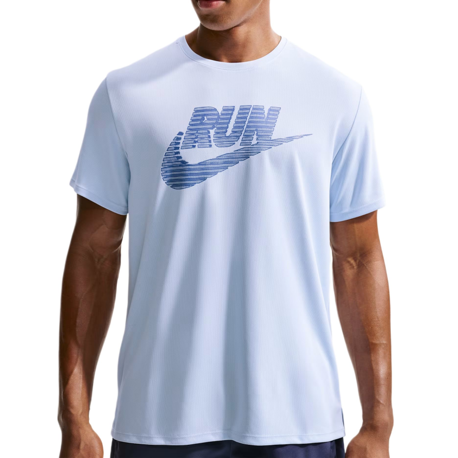 Nike Nike Dri Fit Running T Shirts Men's Hydro Blue/Lapis Lazuli Crew Neck Moderate