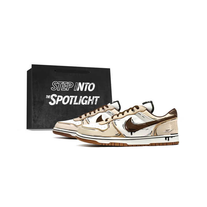 Nike Nike Big Skateboard Shoes Unisex Low Top Beige White Brown Multicolor