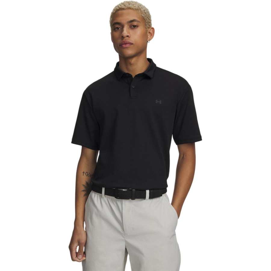 Under Armour Motion Golf Clothing Men's Black 001 Polo Collar Moderate