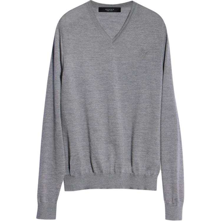 GUCCI Knitwear Unisex Gray V Neck Moderate Straight Fit
