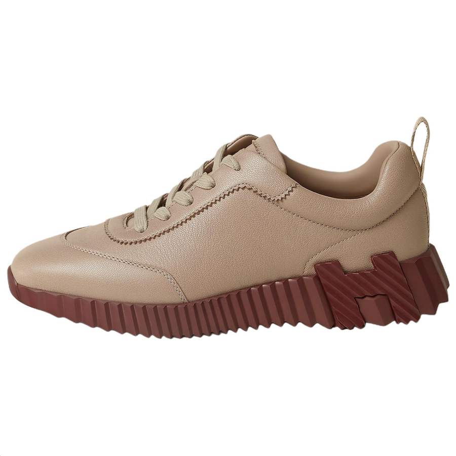 HERMES Bouncing Casual Shoes Women's Low Top Beige Camel