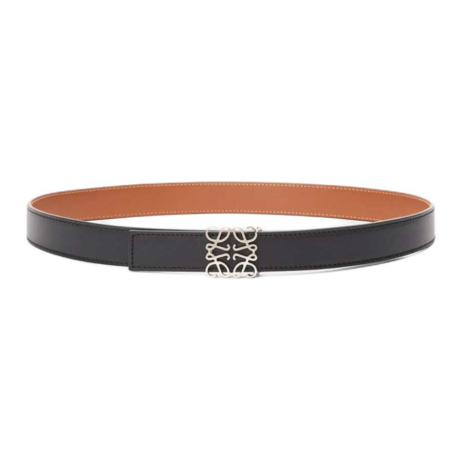 LOEWE Cow Leather Belts Women's Black/Caramel Brown Width 2.8cm