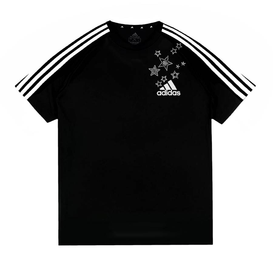 Adidas Adidas Football T Shirts Unisex Black Shooting Stars Crew Neck Moderate
