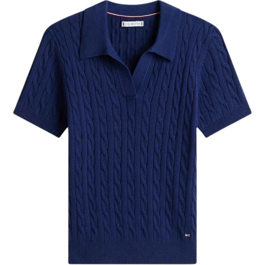 Tommy Hilfiger Polo Shirts Women's Marine Blue Lapel Moderate Other