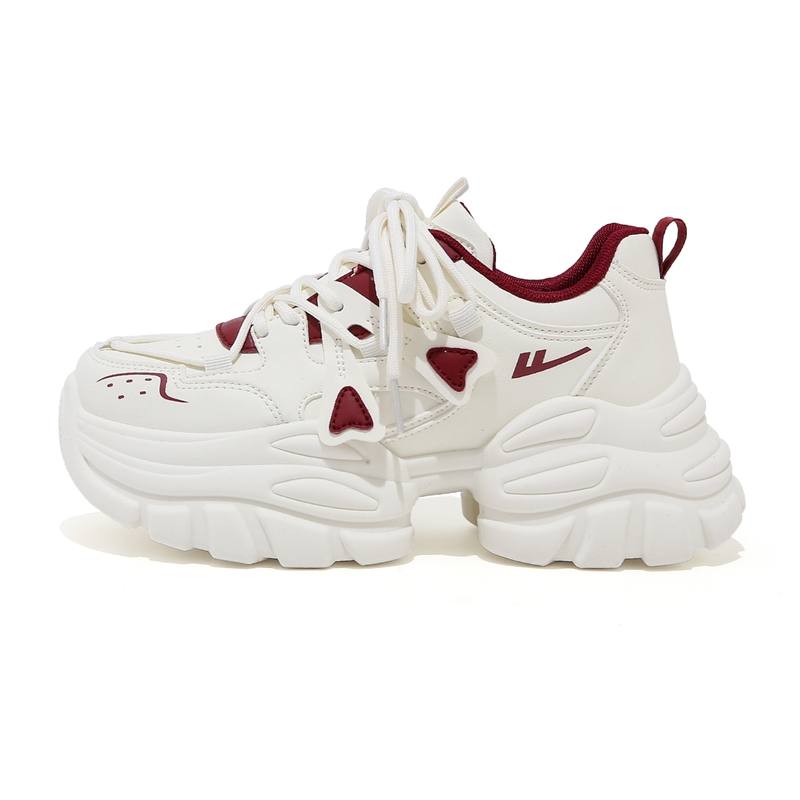 WARRIOR Chunky Sneakers Women's Low Top Beige Burgundy/Beige Pink/Beige Dark Blue