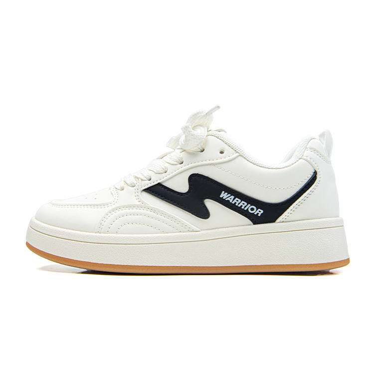 WARRIOR Skateboard Shoes Women's Low Top Beige Black