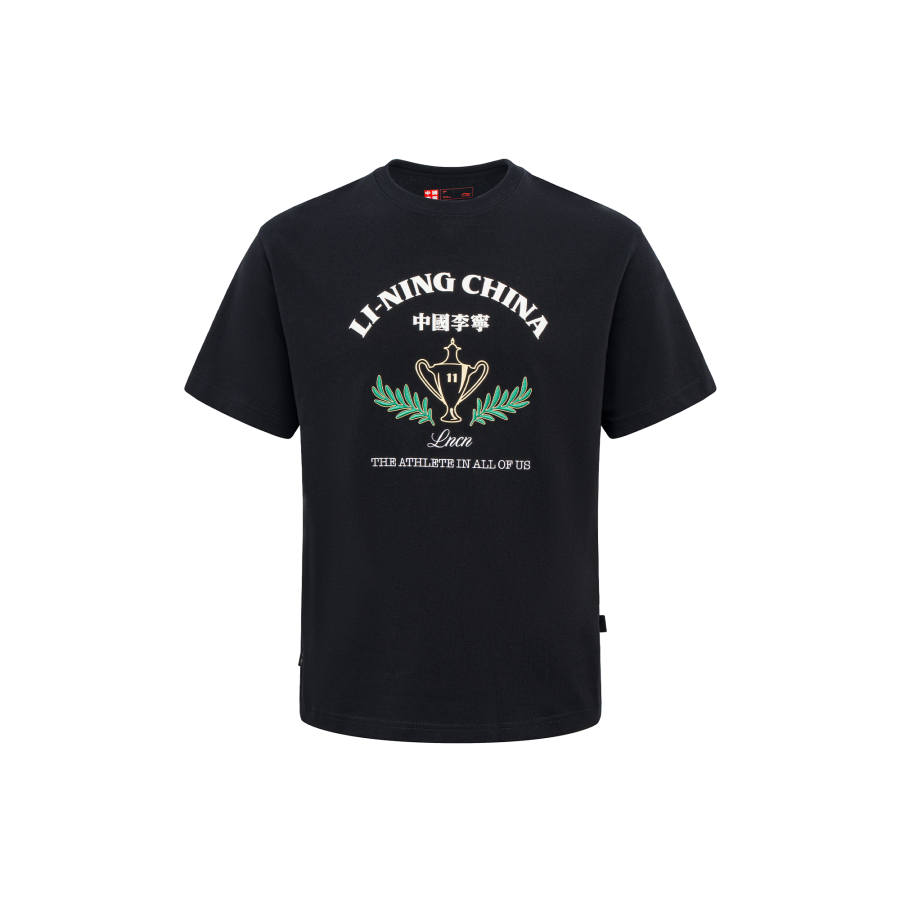Li-Ning Li Ning T Shirts Unisex Black Crew Neck