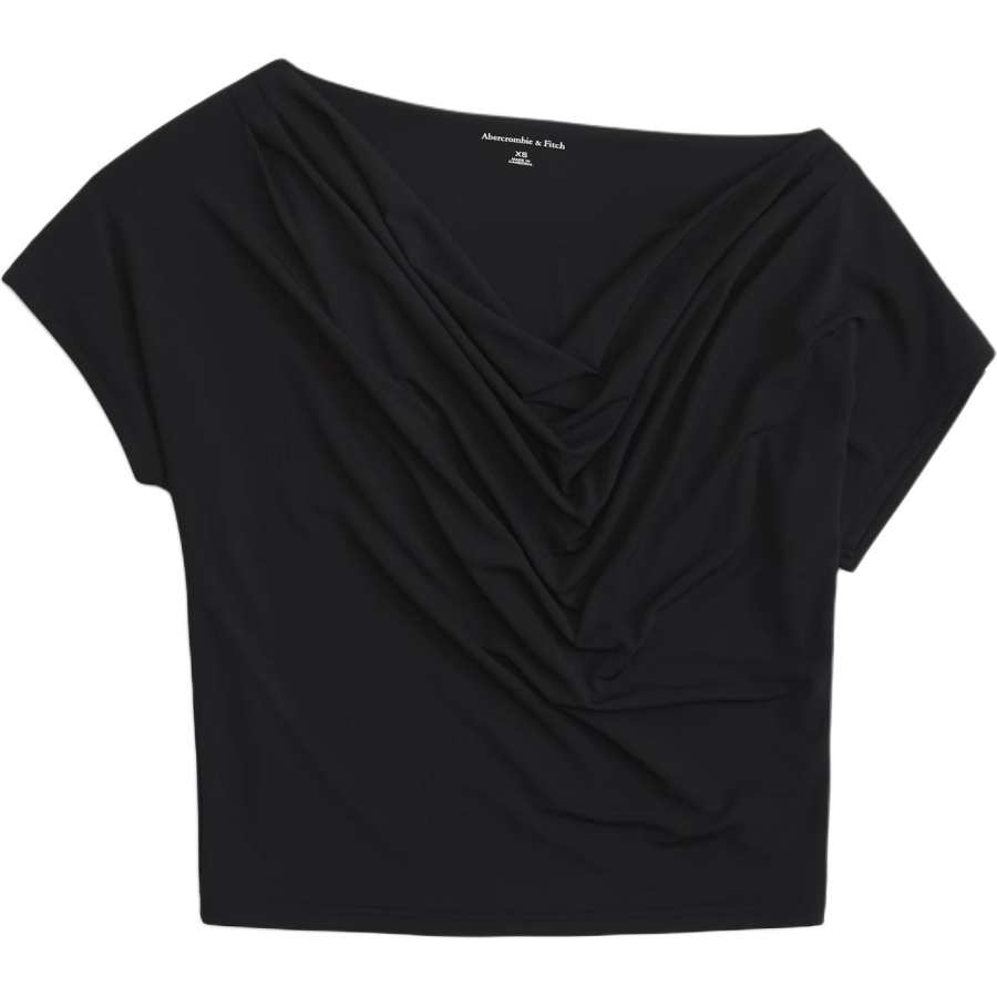 Abercrombie&Fitch T Shirts Women's Black Asymmetrical Collar