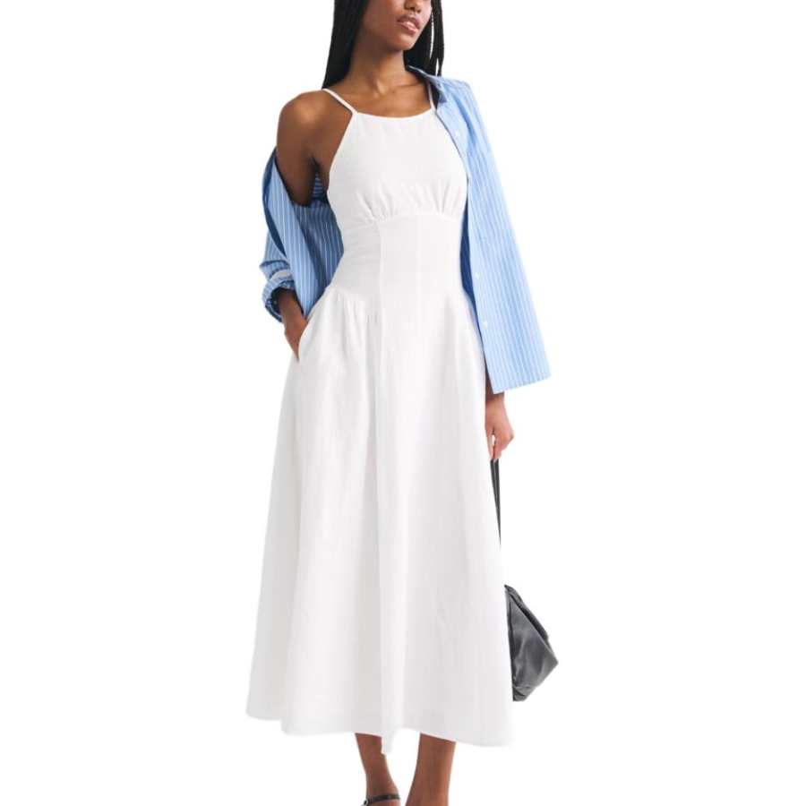Abercrombie&Fitch Slip Dresses Women's White Moderate Midi Skirt Other