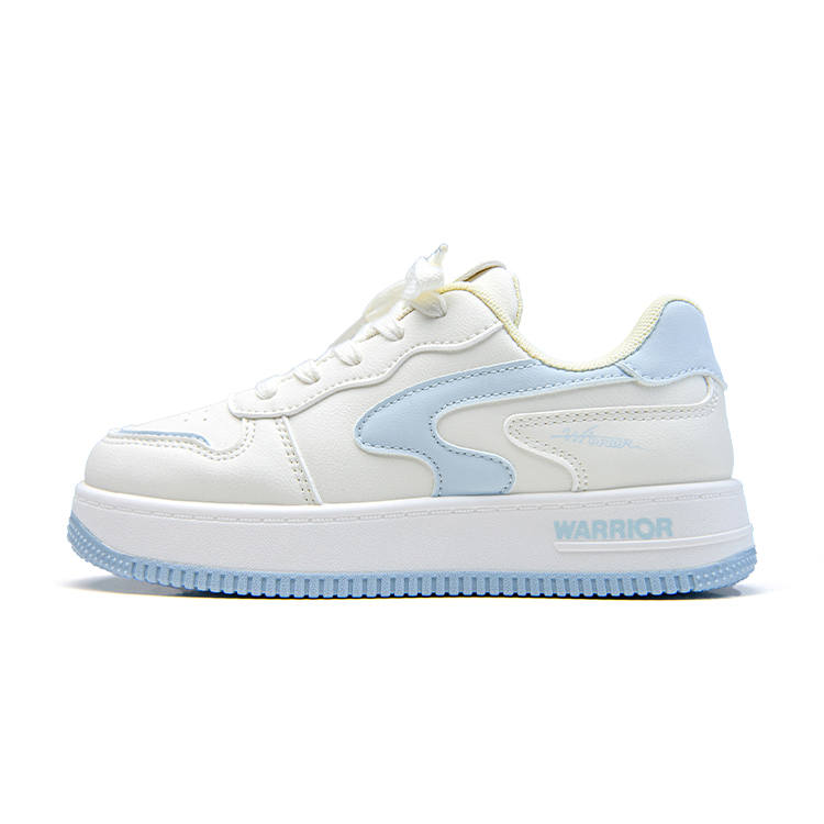 WARRIOR Skateboard Shoes Women's Low Top Beige Blue Yellow