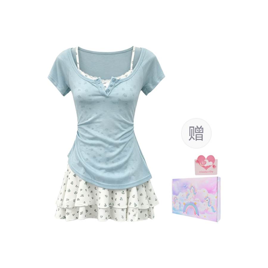 MostwantedLab Two Piece Skirt Sets Women's Camisole Thin Short Skirt