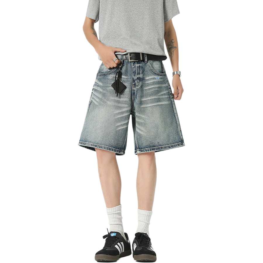 WARRIOR WARRIOR Denim Shorts Unisex Thin Straight Fit Pants